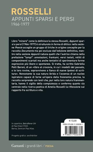 Appunti sparsi e persi (1966-1977) - Amelia Rosselli - Libro Garzanti 2024, I grandi libri | Libraccio.it