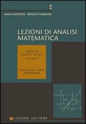 Lezioni di analisi matematica. Vol. 2: Analisi I. Continuità e limite, derivazione.