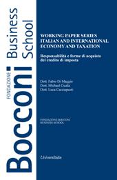 Working paper series. Italian and international economy and taxation. Responsabilità e forme di acquisto del credito di imposta
