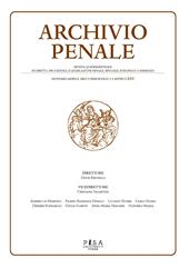 Archivio penale. Rivista quadrimestrale di diritto, procedura e legislazione penale, speciale, europea e comparata (2023). Vol. 1