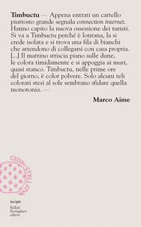Timbuctu - Marco Aime - Libro Bollati Boringhieri 2008, Incipit | Libraccio.it