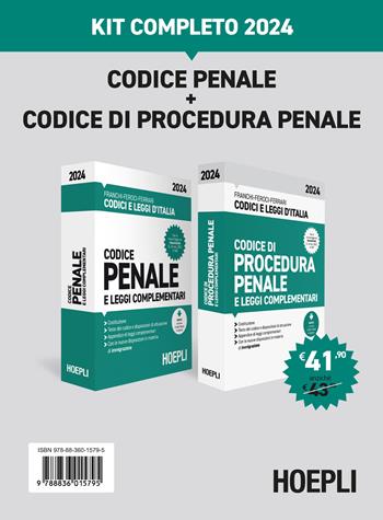 Codice penale+Codice di procedura penale. Kit completo 2024. Con espansione online  - Libro Hoepli 2024, Codici e leggi d'Italia | Libraccio.it