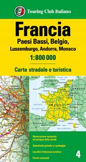 Francia. Olanda, Belgio, Lussemburgo, Andorra, Monaco 1:800.000. Carta stradale e turistica. Ediz. multilingue