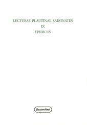 Lecturae Plautinae sarsinates. Vol. 9: Edipicus.