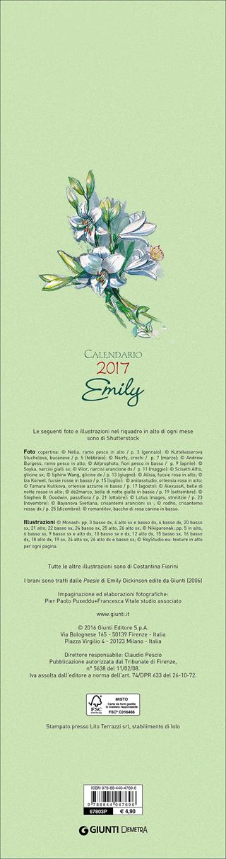 Emily. Calendario 2017  - Libro Demetra 2016, Calendari e agende | Libraccio.it