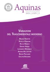 Aquinas. Rivista internazionale di filosofia (2021). Vol. 2: Variazioni del Trascendentale moderno.