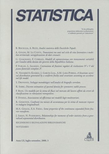Statistica (2000). Vol. 3  - Libro CLUEB 2001 | Libraccio.it