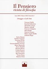 Il pensiero. Rivista di filosofia (2023). Vol. 62/2: Omaggio a Carlo Sini