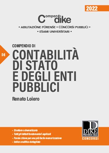 Compendio di contabilità di Stato e degli enti pubblici - Renato Loiero - Libro Dike Giuridica 2022, Compendi | Libraccio.it