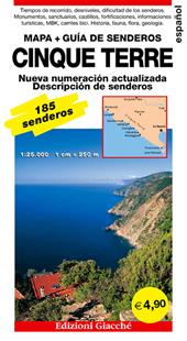 Cinque Terre. Mapa. Guía de senderos. 185 senderos, escala 1:25.000