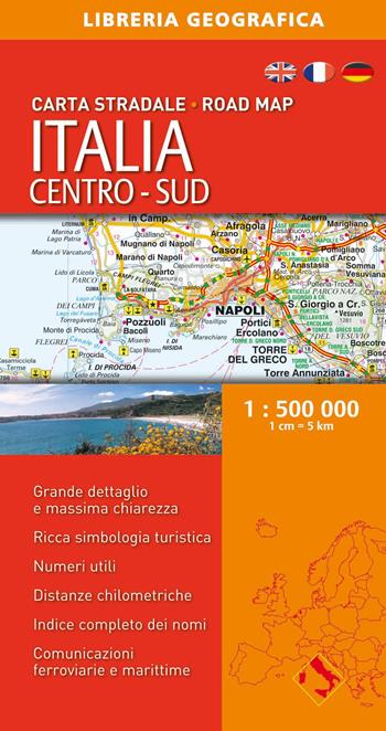 Italia. Centro-sud 1:500.000  - Libro Libreria Geografica 2017, Carte stradali d'Italia | Libraccio.it