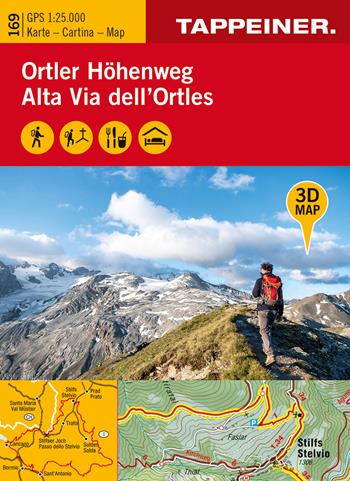 3D-Wanderkarte Ortler-Höhenweg 1:25.000. Ediz. tedesca, italiana e inglese  - Libro Tappeiner 2019 | Libraccio.it