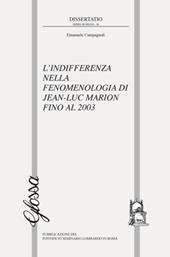 L' indifferenza nella fenomenologia di Jean-Luc Marion fino al 2003