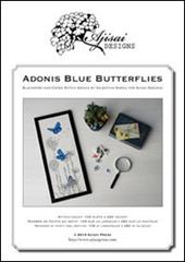 Adonis blue buterflies. Cross stitch and blackwork design