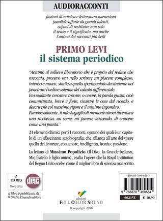 Il sistema periodico letto da Massimo Popolizio. Audiolibro. CD Audio - Primo Levi - Libro Full Color Sound 2016, Audioracconti | Libraccio.it