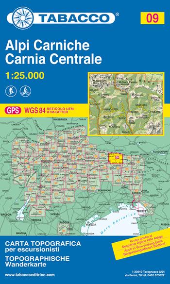Alpi Carniche. Carnia centrale 1:25.000  - Libro Tabacco 2008, Carte topografiche per escursionisti | Libraccio.it