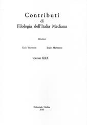 Contributi di filologia dell'Italia mediana (2016). Vol. 30