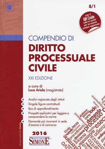 Compendio di diritto processuale civile  - Libro Edizioni Giuridiche Simone 2016, Compendi | Libraccio.it