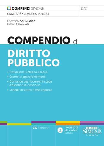 Compendio di diritto pubblico - Federico Del Giudice, Pietro Emanuele - Libro Edizioni Giuridiche Simone 2023, Compendi | Libraccio.it