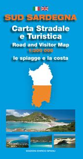 Sud Sardegna. Carta stradale e turistica. Le spiagge e la costa 1:300.000
