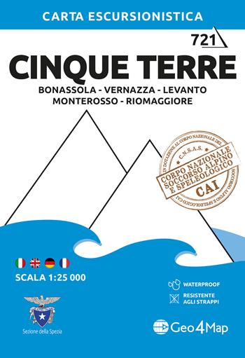Cinque Terre: Bonassola, Vernazza, Levanto, Monterosso, Rio Maggiore 1:25.000  - Libro Geo4Map 2023, Carta escursionistica | Libraccio.it