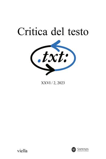 Critica del testo (2023). Vol. 26/2  - Libro Viella 2024 | Libraccio.it