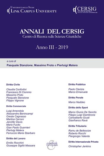 Annali del Cersig. Anno III (2019)  - Libro Eurilink 2022 | Libraccio.it