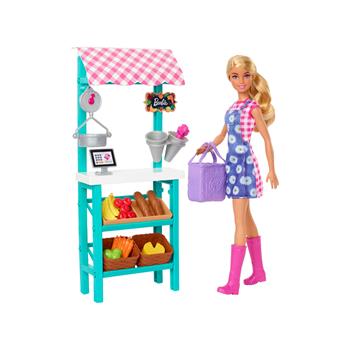 Barbie - Mercato Frutta e Verdura Playset con bambola bionda, include bancarella del mercato, registratore di cassa  Barbie 2022 | Libraccio.it