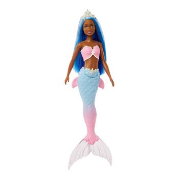 Barbie Dreamtopia, bambola dai capelli blu e coroncina regale, con corpetto a conchiglia e la coda multicolore sfumata  Barbie 2022 | Libraccio.it
