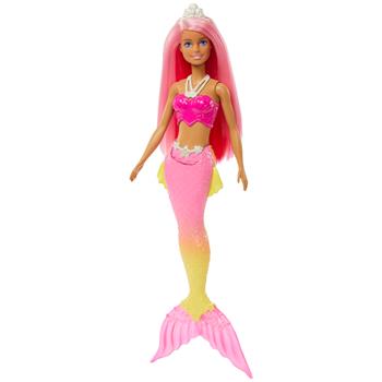 Barbie Dreamtopia, bambola dai capelli rosa e coroncina regale, con corpetto a conchiglia e la coda multicolore sfumata  Barbie 2022 | Libraccio.it