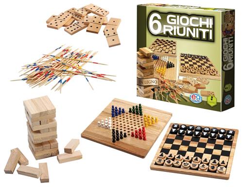 6 Giochi riuniti in Legno. Gioco da tavolo Editrice Giochi 2022