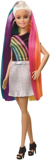 Barbie Capelli Arcobaleno Bambola con Accessori inclusi, Giocattolo per Bambini 3+ Anni. Mattel (FXN96)