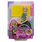 Barbie Fashionista- bambola con sedia a rotelle e lunghi capelli biondi, vestiti alla moda e accessori