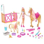 Barbie Il Ranch di Barbie Playset con bambola, 2 cavalli e oltre 20 accessori inclusi. Mattel (GXV77)