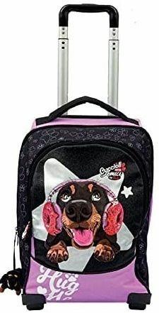 Zaino trolley Trudy Cuccioli Cerca Amici 2 Ruote Bassotto Viola con peluche  - 51x35x22 cm Giochi Preziosi