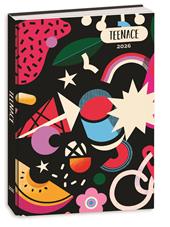 Diario Pocket 12 mesi 2025-26, R Teenace Diari, 11,5 x 19,5 cm - Nero, frutta