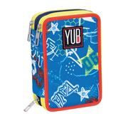 Astuccio 3 Zip Yub Flashy Sign, 12,5 x 20 x 7 cm - Azzurro