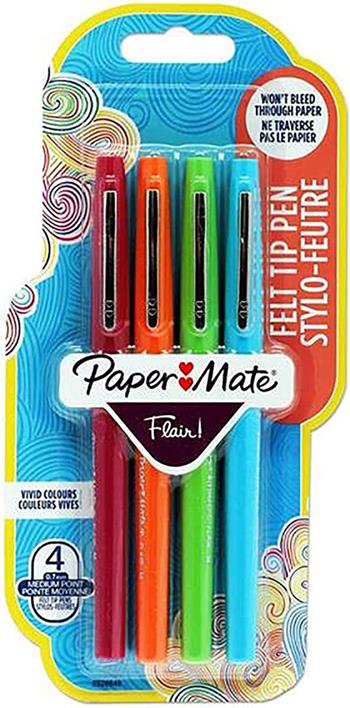 Paper Mate Flair - Pennarelli con punta in feltro, divertenti. Confezione da 4.  Paper Mate 2023 | Libraccio.it