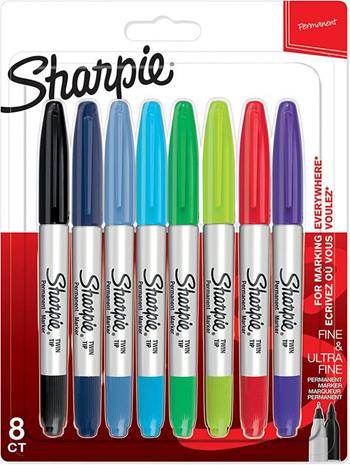 Marcatore SHARPIE TWIN TIP in blister da 8 pz, Nero, Rosso, Turchese, Magenta, Lime, Viola, Blu Navy, Blu Sky  Sharpie 2023 | Libraccio.it