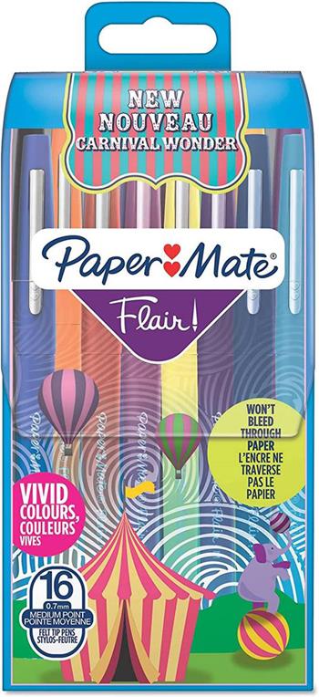 Penna FLAIR/NYLON versione "CARNIVAL" in Wallet da 16 colori  Paper Mate 2023 | Libraccio.it