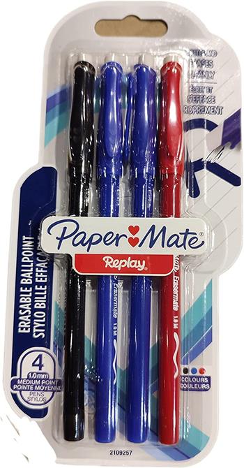 Penna a sfera Replay stick M. Confezione da 4. Blu, 2 nera, rossa  Papermate 2021 | Libraccio.it
