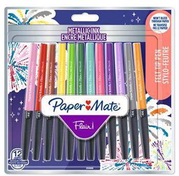 Paper Mate Flair, penne con punta in feltro, colori metallici, Colori assortiti, a punta media (0,7 mm) 12 pezzi  Paper Mate 2022 | Libraccio.it