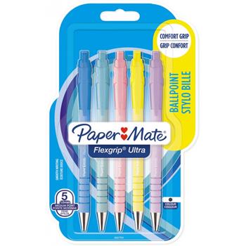 Penne a sfera Paper Mate Flexgrip Ultra Pastel, punta media (1,0 mm), Inchiostro blu, Fusto pastello, 5 pezzi  Paper Mate 2022 | Libraccio.it