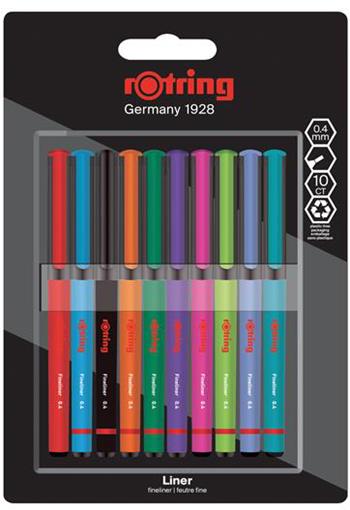 Rotring Fineliner, Punta ad ago 0.4mm, Confezione da 10 pezzi in colori assortiti  Rotring 2022 | Libraccio.it
