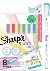 SHARPIE S-NOTE Doppia Punta, a scalpello e punta fine, blx8 colori assortiti
