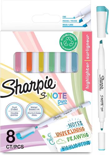 SHARPIE S-NOTE Doppia Punta, a scalpello e punta fine, blx8 colori assortiti  Sharpie 2023 | Libraccio.it