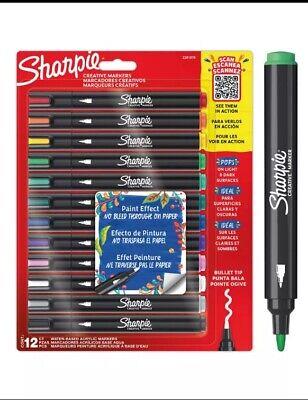 Penne per pittura acrilica. Pennarelli a base d'acqua con punta tonda. Inchiostro senza sbavature. Colori assortiti, 12 pezzi  Sharpie 2024 | Libraccio.it