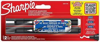 Penne per pittura acrilica. Pennarelli a base d'acqua con punta tonda. Inchiostro senza sbavature. Bianco e nero, 2 pezzi  Sharpie 2024 | Libraccio.it