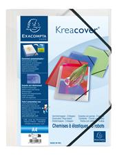 Cartella 3 lembi personalizzabile con elastici Kreacover in Ppl traslucido 500 micron