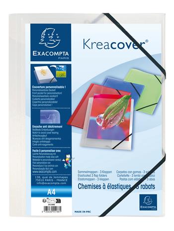Cartella 3 lembi personalizzabile con elastici Kreacover in Ppl traslucido 500 micron  Exacompta 2026 | Libraccio.it